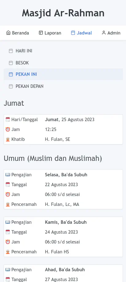 Jadwal Pengajian/Khatib